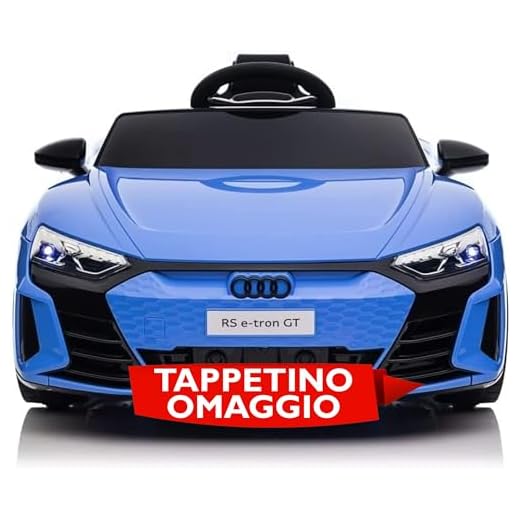Audi RS e-tron GT Macchina Elettrica Per Bambini 12V con Sedile in Pelle Tappetino Omaggio | Auto Elettrica per Bambini Full Optional (Blu)