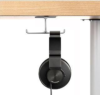 Headset Mount, 6amLifestyle Headphone Holder Aluminum Under Desk Dual Headphones Stand Hanger Stick-On