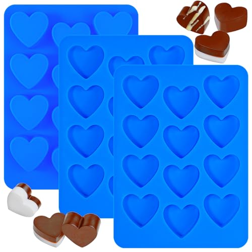 Webake Heart Silicone Molds 12-Cavity Heart Shaped Molds for Chocolate, Candy, Ice Cube, Fudge, Pack of 3 by Webake - Used condition - US$8.82