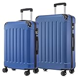 yonsly Koffer Suitcase Set, Trolley Reisekoffer, Rollkoffer Handgepäck, Kofferset, Gepäckset mit 4 Rollen 360°, Hartschalenreisekoffer, Zahlenschloss, Weicher Gummigriff (2er Set, L&XL, Saphirblau)