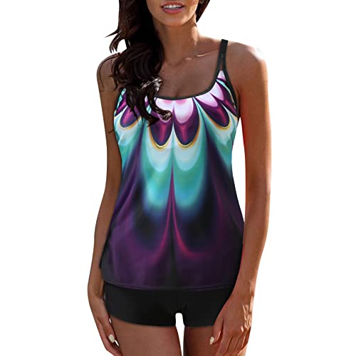 Tankini réglable violet avec imprimé numérique haute définition taille S