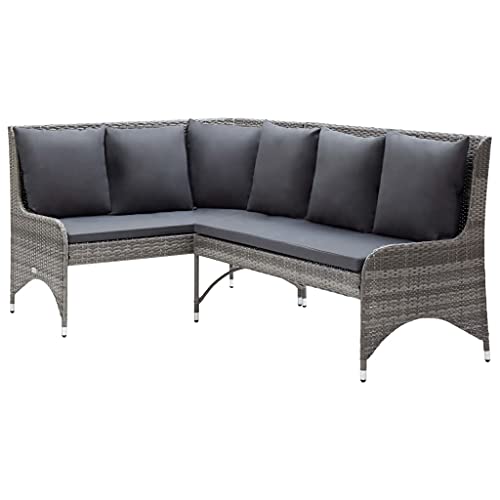 Garten-Ecksofa 2-tlg. Poly Rattan Grau