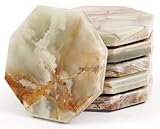 Radicaln Set di 6 sottobicchieri fatti a mano in marmo, riscaldanti per caffè, 8,9 cm, a s...