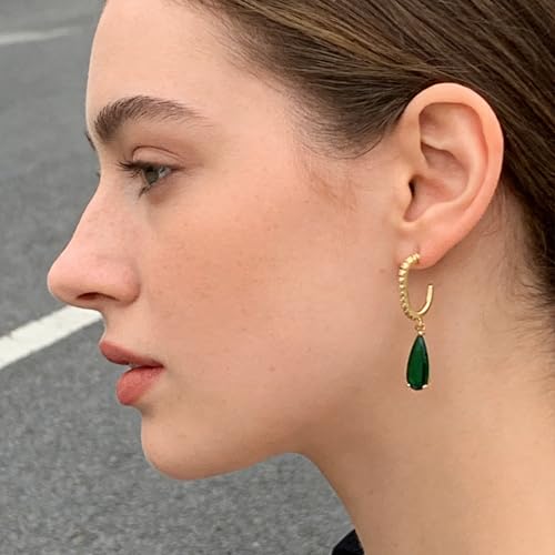 Emerald Green Teardrop Dangle Earrings for Women – Trendy Green & Gold Drop Earrings, Fashionable Alloy Earrings for Parties, Dates & Daily Wear by VIEKYBUTTY - Used condition - Image 7