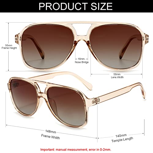 Image of Polarized Classic Vintage Aviator Sunglasses for Men Women Large Frame Retro 70s Sunglasses