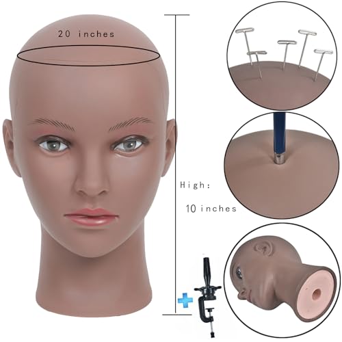 Schaufensterpuppe Kopf Glatze Afro Weibliche Kosmetologie Manikin Kopf für Perücken Machen Perücke Display Hut Display Brille Display Friseur Ausbildung Kopf Puppe Kopf mit Klemme