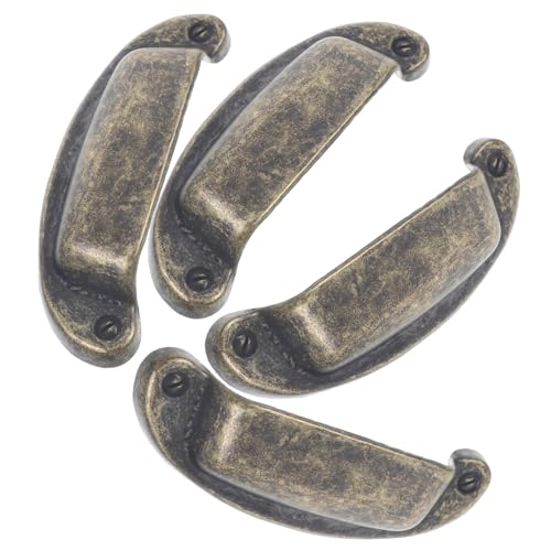 SEWOART 7-Number Long Rectangle Bronze Shell Drawer Handles for Kitchen Cupboard Easy Install Vintage Pulls