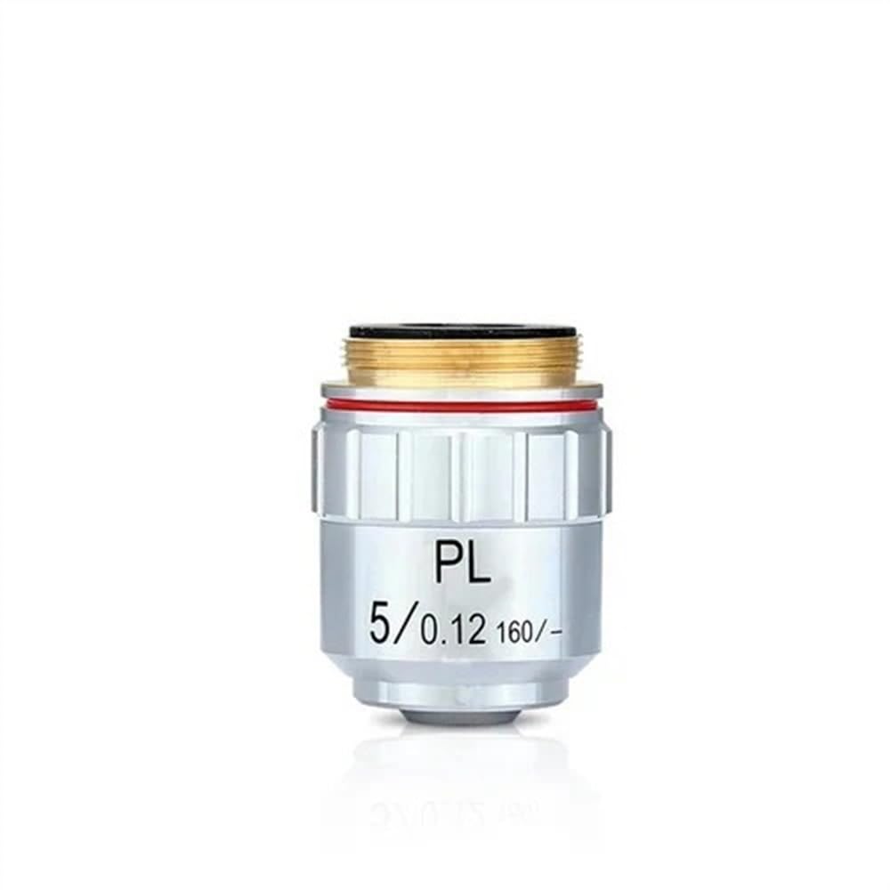 Kit de accesorios para microscopio Microscopio metalográfico de larga distancia de trabajo objetivo acromático de campo plano PL L 5 10 20 40 50 60 80 100X lente seca portaobjetos de microscopio(5x)