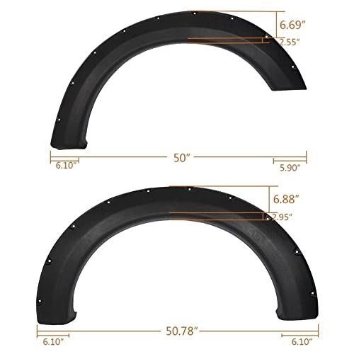 Yvessvi Fits Textured Pocket River Style Bolt On Fender Flares 4Pcs (Textured Black, Plastic) #TOP1