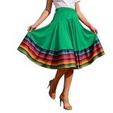 Flamenco, gonna da donna, spagnola, colorata, gonna da ballo, gonna lunga swing, gonna in tulle, elegante linea ad A, gonna a pieghe, O verde, L