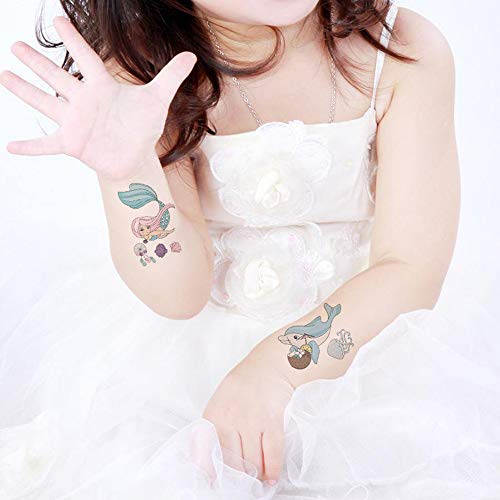 Mocossmy Princess Temporary Tattoos For Kids,9 Sheets Mermaid Princess Animals Butterfly Cute Waterproof Fake Tattoo Body Decoration Diy Crafts For Kids Girls Birthday Gifts Party Favor Supplies #TOP6