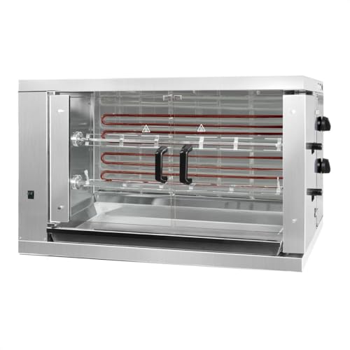 GGM Gastro | EM212E-B | Elektro Hähnchengrill - 6,6 kW - mit 2 Spießen für bis zu 12 Hähnchen