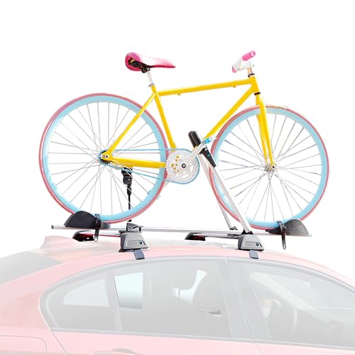 Porte-vélos, Support de Toit Vertical pour Vélo, avec Fixation Verrouillable, Support de Toit Universel pour Vélo sur Voiture, SUV, Camion(Silver)