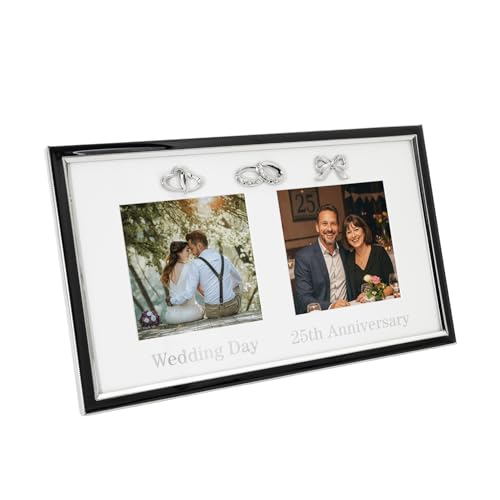 Happy Homewares Modern 25th Anniversary and Wedding Day Picture Frame