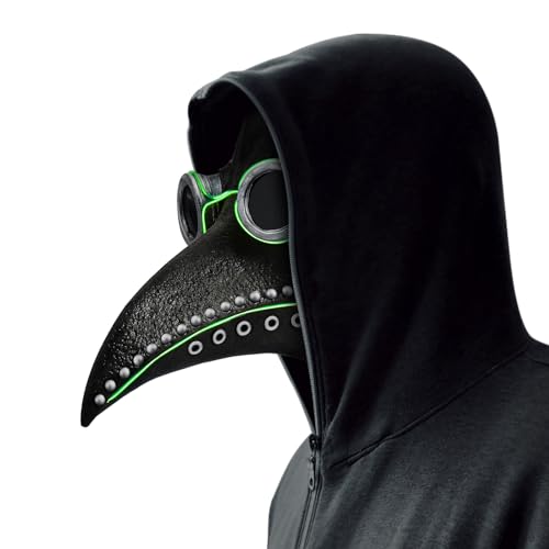 Luckits Pájaros Plague Doctor con LED Nariz de Máscara de pájaro médico de la peste pico de nariz larga Cosplay Fancy diseño gótico Steampunk Retro Máscara de Rock