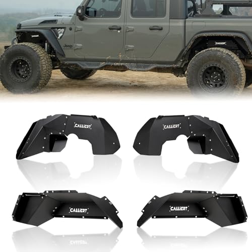 CALLIERT Aluminum Front + Rear Inner Fender Liners Compatible with 2020-2024 Jeep Gladiator JT Unlimited, Bolt-on Style Fender Flares Splash Mud Guards, 4 PCS