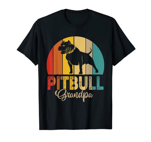 Vintage Retro Pit Bull Grandpa Funny Dog Lover Father's Day T-Shirt
