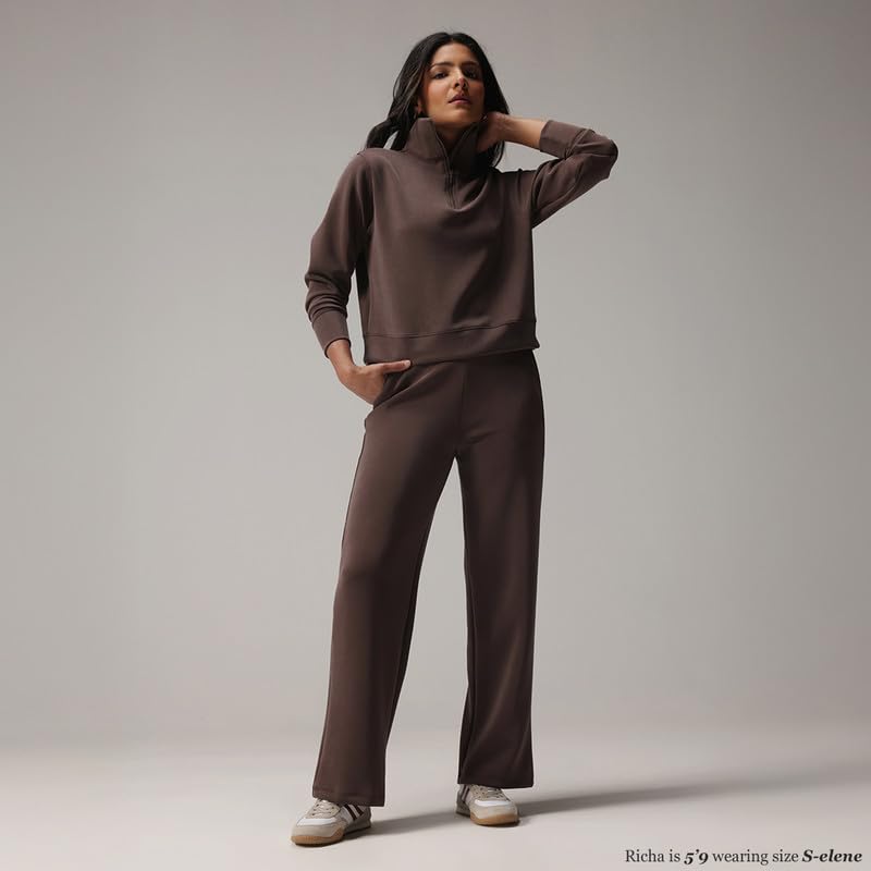 Image of BlissClub BareButter Pullover with Zip Marshmallow Comfort Relaxed fit Funnel Neck Cuffed Sleeve Luxurious Feel