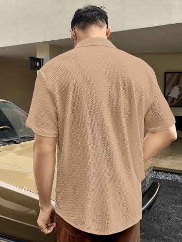Image of GRECIILOOKS Men's Polycotton Shirt |Stylish Casual Regular Fit Shirts | Textured Half Sleeve | Slim Fit | Business & Meeting Ready (Available in Plus Size)