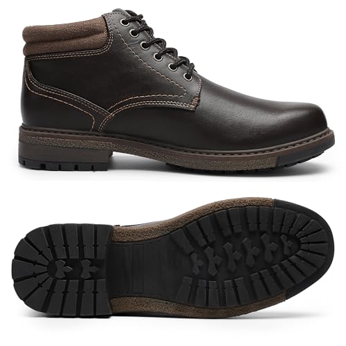 shoeslocker Men's Casual Boots Ankle Boots for Men Dress Loafer Classic Shoes for men With Waterproof Slip Resistant Darkbrown Size 124