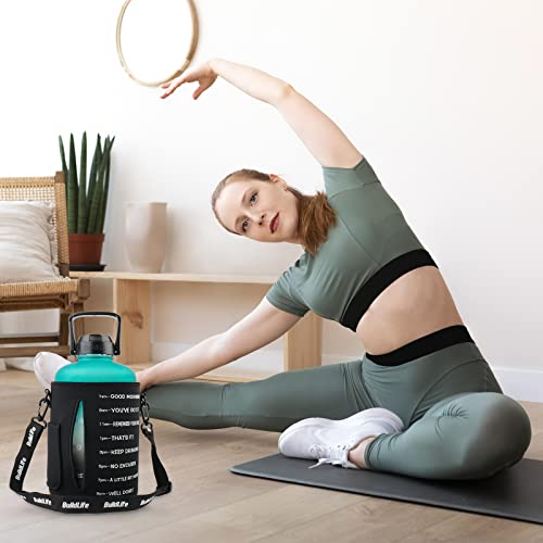 Image of QuiFit 1 Gallon Water Bottle - with Straw & Motivational Time Marker Leak-Proof BPA Free Reusable Gym Sports Outdoor Large(128OZ /73OZ) Capacity Water Jug
