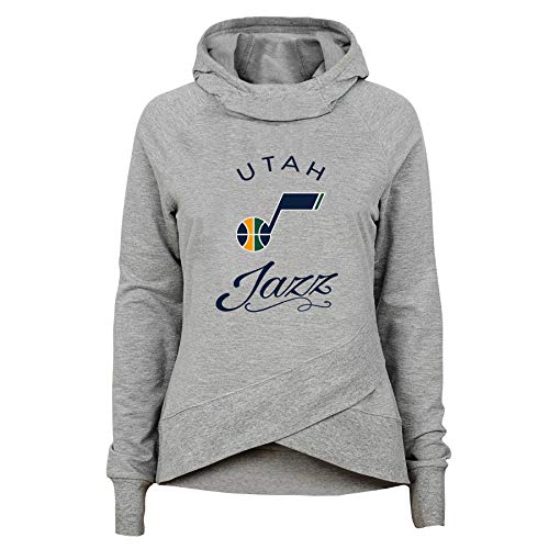 Outerstuff NBA NBA Youth Girls Utah Jazz The Bridge Long Sleeve Funnel Neck Hoodie, Heather Grey, Youth Large(14)