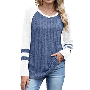 JomeDesign Womens Sweaters Long Sleeve Sweatshirts Color Block Casual Fall Shirts 2025 Trendy S-2XL