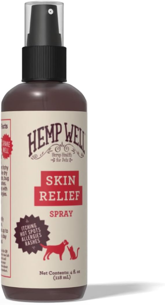 Hemp Well Skin Itch Relief Spray for Dogs and Cats - Hemp Seed Oil, Witch Hazel, Rosemary Oil