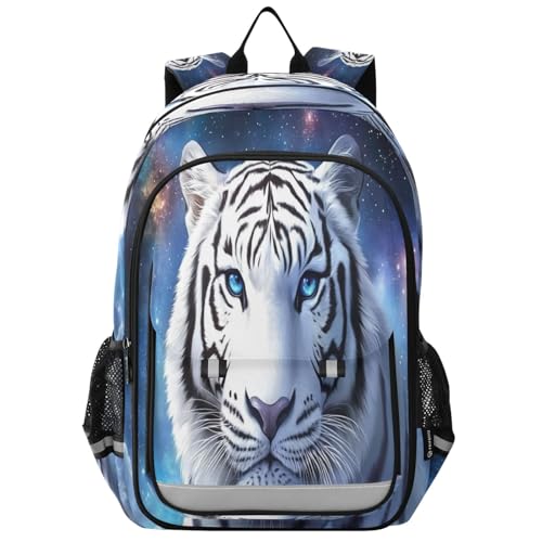 Sac à dos ordinateur enfants tigre galaxie blanc cadeau anniversaire rentrée original