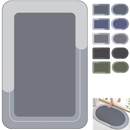 Modernized Magic of Mat Bathroom 2025 Upgrade Quick Dry Bath Mats for Bathroom The Magic Mat Blank Version Non Skid Waterproof Comfort Standing Rugs (Light Grey-B 50 * 80CM)