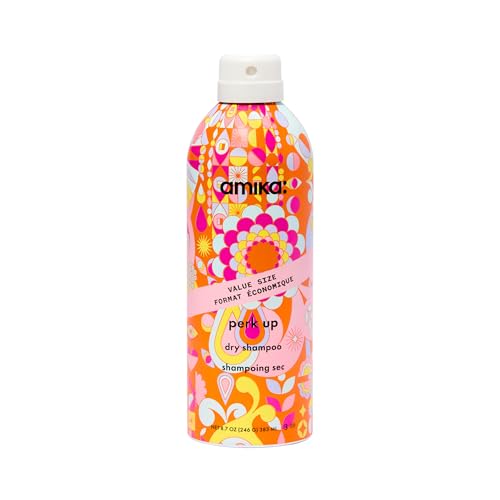 amika perk up talc-free dry shampoo spray - oil-absorbing dry volume shampoo with rice starch + sea buckthorn - instantly refreshes roots, reduces odor + boosts volume - invisible finish (383 ml)