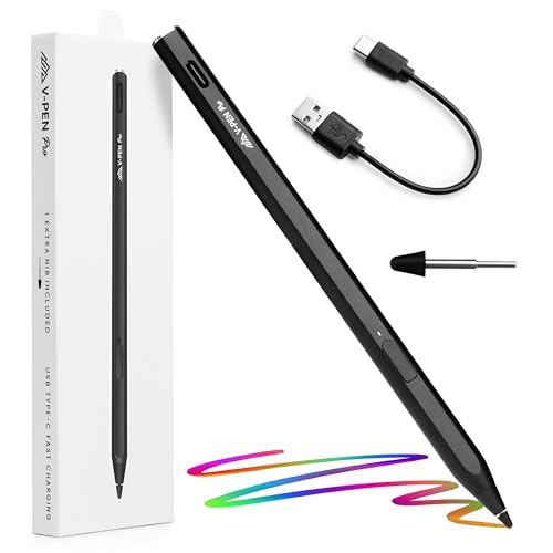 V-Pen Stylus Remarkable Paper Pro�y�������p ? �[�d���f�W�^���y�� �����S���t�� 4096���͊��x USI 2.0 �`���g/�p�[�����W�F�N�V���� & �G�N�X�g���`�b�v/USB-C�����[�d/�u���b�N