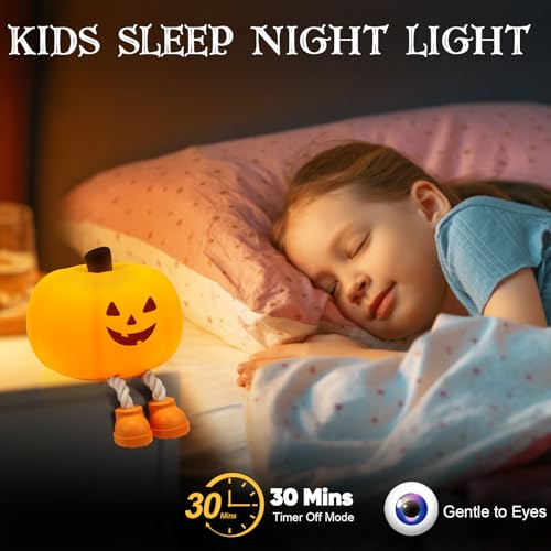 Gefaxi NGB-SU-170 Pumpkin Night Light For Kids Cute Jack O Lantern Halloween Pumpkin Decor Nightlight For Baby Nursery Toddler Squishy Pumpkin Lights Cordless Rechargeable Dimmable Silicone Bedside Lamp Halloween Gifts thumb #5