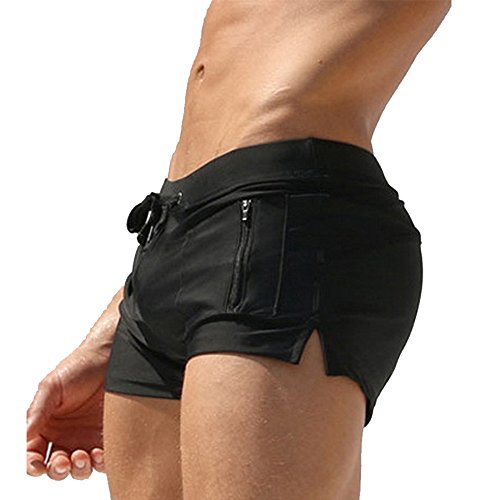 Malavita Mens Swim Shorts Slim Wear with Pocket(XL, 01black)