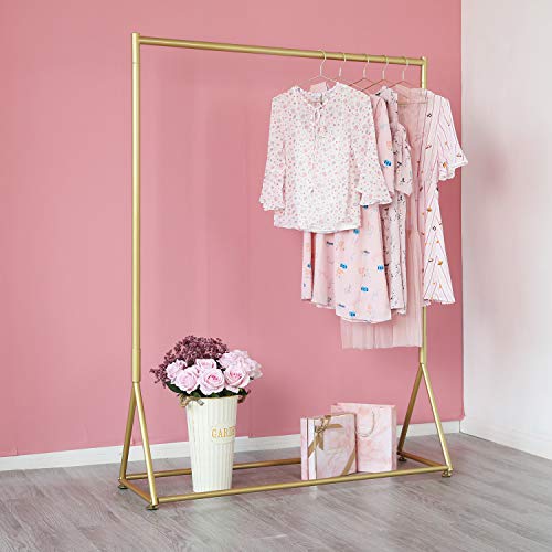 Gold Clothing Rack, Boutique Display Clothes Rack with Wheels, Modern Garment Rack for Retail Use (47.24" L)
