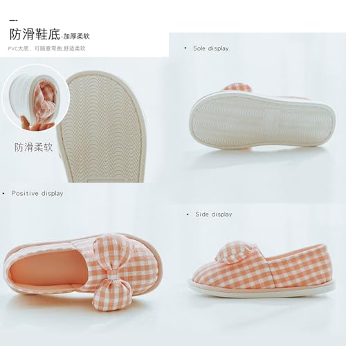 Striped Bow Postpartum Maternity Slippers Thick Sole Non-Slip Enclosed Heel for Pregnant New Moms All-Season Indoor Shoes2