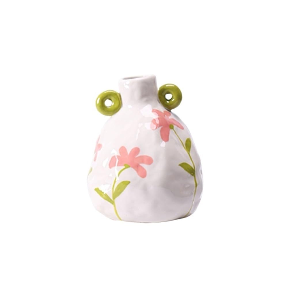 Ceramic Vase Simple Flower Arrangement Dried Decoration White Flowers Office Decor