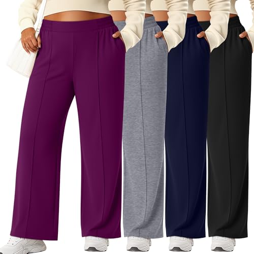 Neer 4 Pack Women's Plus Size Lounge Pants Wide Leg Trousers 4Color 3XL by Neer - Used condition - US$58.89