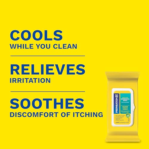 Image of Preparation H Hemorrhoid Wipes with Witch Hazel, 48 Count | Medicated Hemorrhoidal Wipes with Soothing Aloe, Relieves Skin Irritation, Flushable, Biodegradable, and Septic Safe