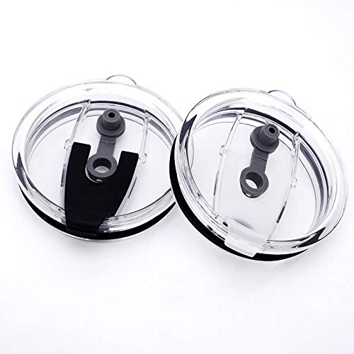 Gteller Tumbler Replacement Lid for 20 oz, 30 oz Tumbler - Splash Resistant, Leak Spill Proof and Straw Friendly (30oz Double Hole WH+BK)