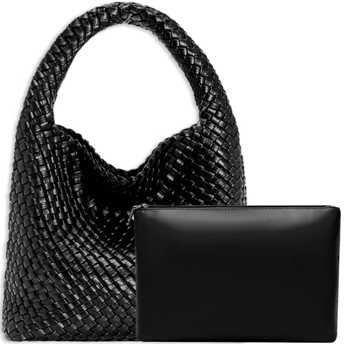 Image of JINMANXUE Woven Tote Bag for Women, Fashion Hobo Handbag, Travel Top-handle Shoulder Bag, Beach Underarm Bag with Purse