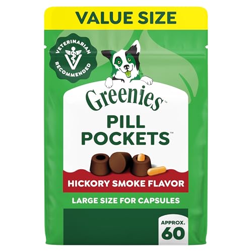 Greenies Pill Pockets for Dogs Large Size, Dog Treat Pouch for Capsule Medication, Hickory Smoke Flavor, 15.8 oz. Pouch