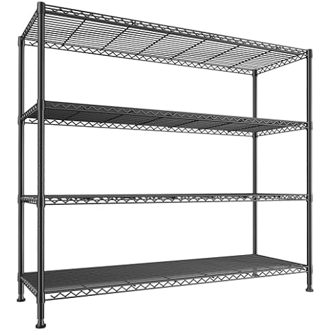 REIBII Storage Shelves 45.3''W Wire Shelving Unit 4 Tier Metal Shelves for Storage Rack Metal Shelving for Pantry Shelves Kitchen Steel Shelving, 45.3''W*63''H*17.7" D Cover