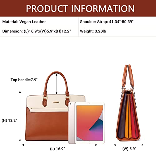 Image of Telena Laptop Tote Bag for Women, 15.6 Inch Shoulder Tote Bag Leather Briefcase for Women, Large Capacity Handbag Bags | 15.6 Inch