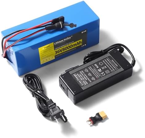 Lithium Hellas 36V 8Ah Ebike Battery, 36V Electric Bike Replacement Battery with 2A Fast Charger, T-Connector, 20A BMS (US Stock)