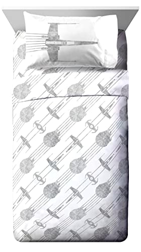 Image of Star Wars Full Comforter Set 7 Piece Soft Bedding for Boys, White | Millennium Falcon, Comforter Sheets Shams Pillowcases, Official Product, Soft Microfiber, Machine Washable, Boys Gift