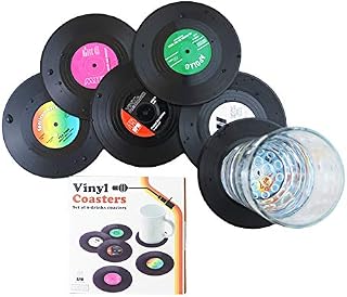 JINBOSHI 6 Pcs Black Retro CD Record Coasters