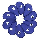 10Pcs Golf Club Covers, Golf Iron Head Covers, Golf Kit, Golf Club Head Covers Set with Premium Protection for Durable Material, Easy Off Design, Vibrant Blue Color, Perfect Accessories Gift