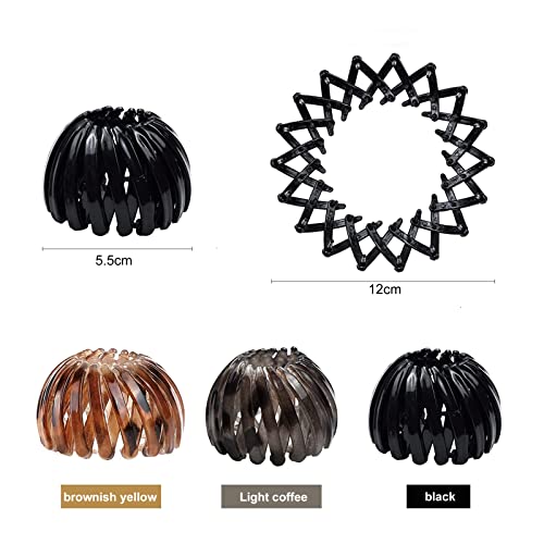 Bird Nest Shaped Hair Clips,RONGYI 4 Pieces Plastic Bird Nest Shaped Ponytail Holder Retractable Birds Nest Hair Clips,Expandable Hair Claws Clips for Daily Use Bathing - Image 2