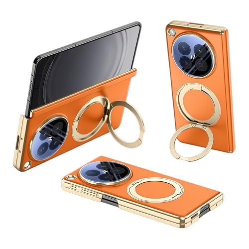 Coque Oppo Find N6 étui cuir avec support rotatif et protection caméra intégrée orange